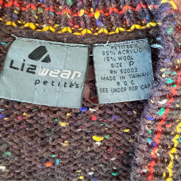 Vintage 80s Cardigan Sweater Argyle Print LizWear Sweater - Picture 5 of 5